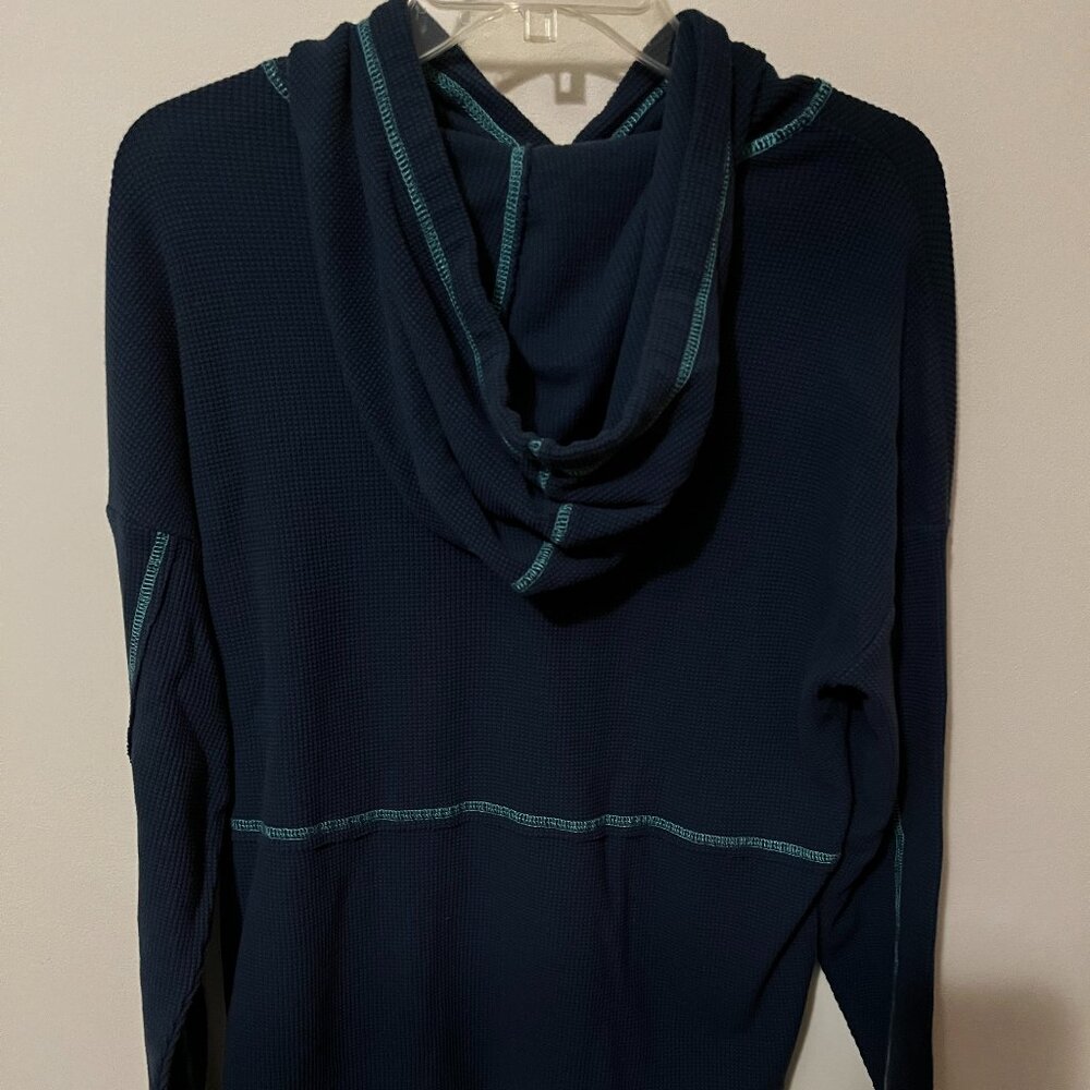 GU} Belle by Kim Gravel Baby Waffle Topstitched Raw Edge Hoodie Indigo/Size - M - Picture 3 of 14